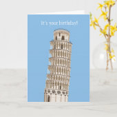 Leaning Tower Verjaardag Kaart (Gele Bloem)