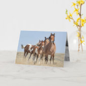 Leans Wilde Paarden Wenskaart Kaart (Gele Bloem)