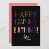 Leap Day Birthday Party Gepersonaliseerd JANET Aankondiging (Voorkant / Achterkant)