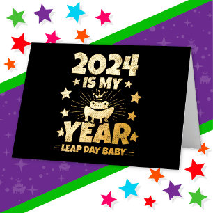 Leap Day Leapling 2024 is mijn jaar feb 29 verjaar Folie Wenskaart