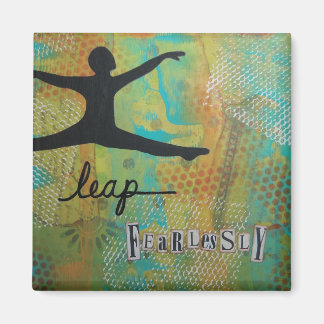 "Leap Fearless" Kunstmagneet van Nancy Lefko Magneet
