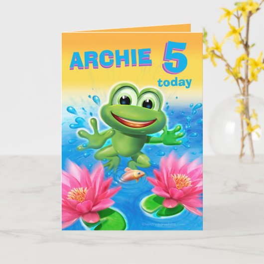 Leap Frog 5 ans personnaliser de la carte d'annive (Fleur jaune)