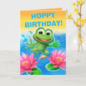 Leap Frog aangepaste verjaardagskaart standaard Kaart (Gele Bloem)