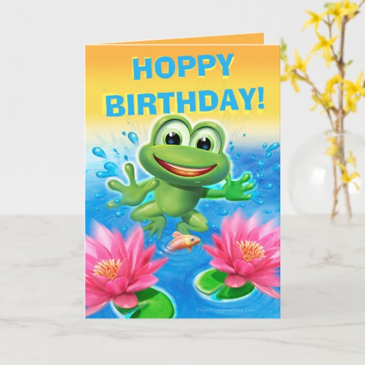 Leap Frog aangepaste verjaardagskaart standaard Kaart (Gele Bloem)