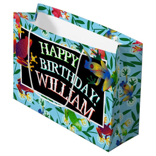 Leap Frog Personalized Birthday Large Gift Bag Groot Cadeauzakje (Voorkant Gekanteld)