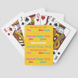 Leap Hop Skip Lean Text design gemengde kleuren Pokerkaarten