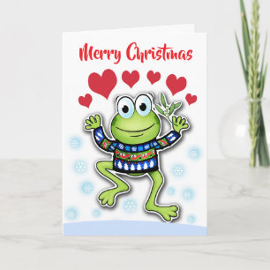 Leap kikkerharten aangepaste kerstkaart kaart