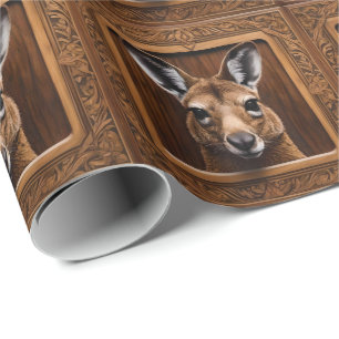 Leap of Natuur: een kangoeroe houtprint, Cadeaupapier