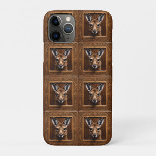 Leap of Natuur: een kangoeroe houtprint iPhone 11 Pro Hoesje