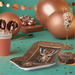 Leap of Natuur: een kangoeroe houtprint Papieren Bordje