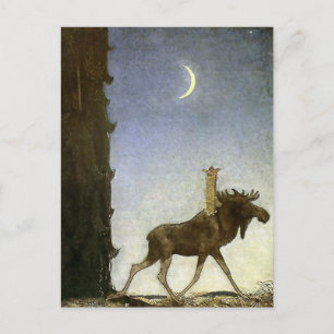 “Leap the Elk” Aquarel van John Bauer Briefkaart