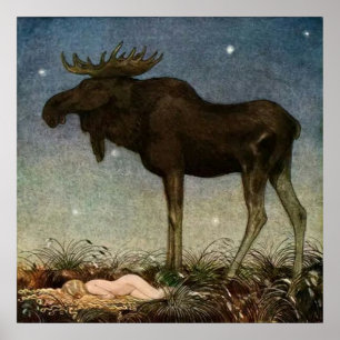 “Leap vindt de slapende prinses” door John Bauer Poster