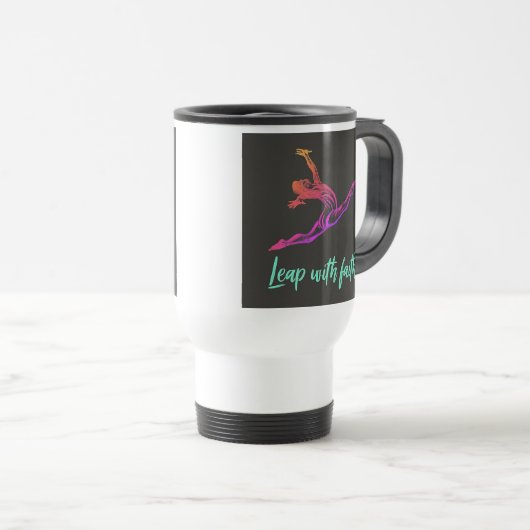 "Leap with Faith" Travel Coffee Mug Reisbeker (Voorkant rechts)