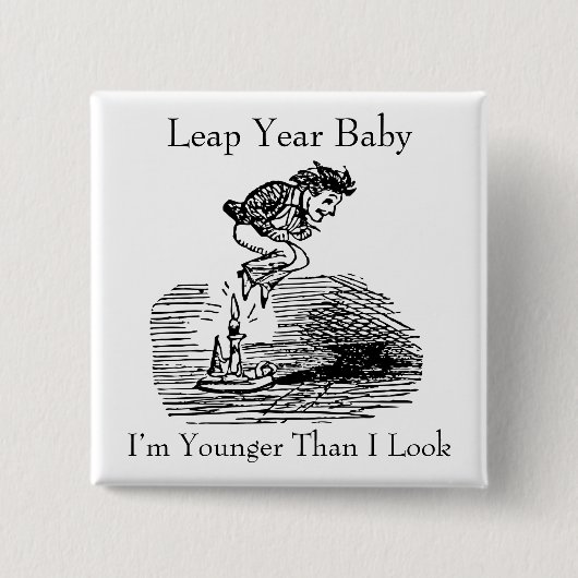 Leap Year Baby Vierkante Button 5,1 Cm (Voorkant)