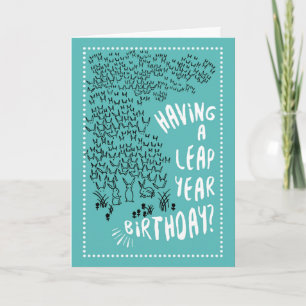 Leap Year Rabbits Birthday Kaart