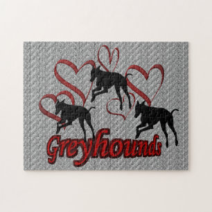 Leapende greyhounds en rode harten legpuzzel