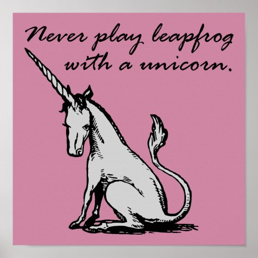 Leapfrog met een Unicorn Funny Poster Sign (Voorkant)