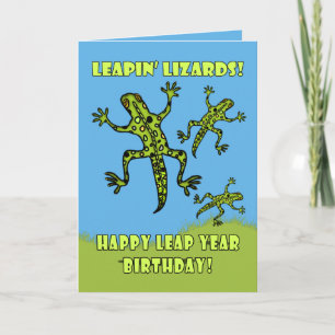 Leapin' Lizards. Leap Year Birthday Wenskaart Kaart