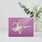 Leaping Ballerina op Roze Briefkaart (Staand voorkant)