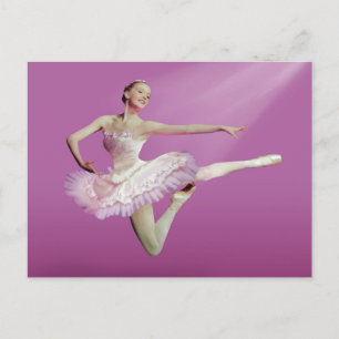 Leaping Ballerina op Roze Briefkaart