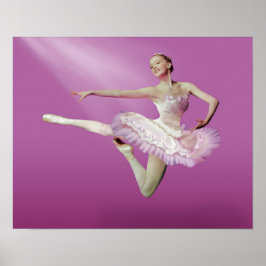 Leaping Ballerina op Roze Poster