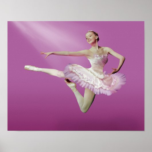 Leaping Ballerina op Roze Poster (Voorkant)