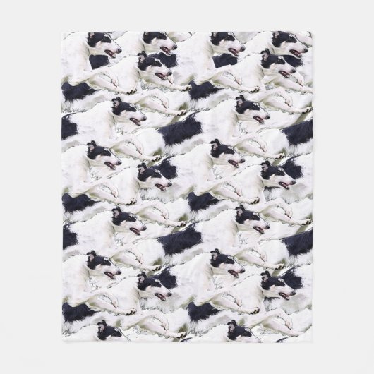 Leaping Borzoi Plush Fleece Throw (Voorkant)