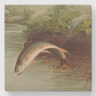 Leaping Brook Trout van Samuel Kilbourne (1874) Stenen Onderzetter