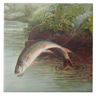Leaping Brook Trout van Samuel Kilbourne (1874) Tegeltje