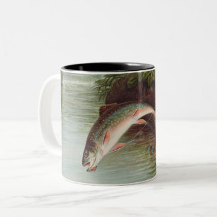Leaping Brook Trout van Samuel Kilbourne (1874) Tweekleurige Koffiemok