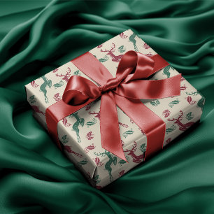 Leaping Deer and Holly Cadeaupapier