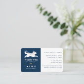 Leaping Dog Floral Botanical Navy Pet Services Visitekaartje (Staand voorkant)