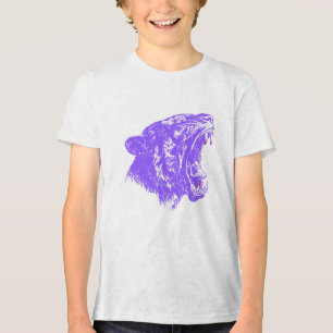 Leaping Feline met Paw Print en Klauw Merken Tri-Blend Shirt