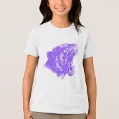 Leaping Feline met Paw Print en Klauw Merken Tri-Blend Shirt (Voorkant)