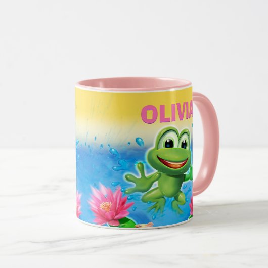 Leaping frog-partij aangepaste naam combinatie mok (Voorkant rechts)