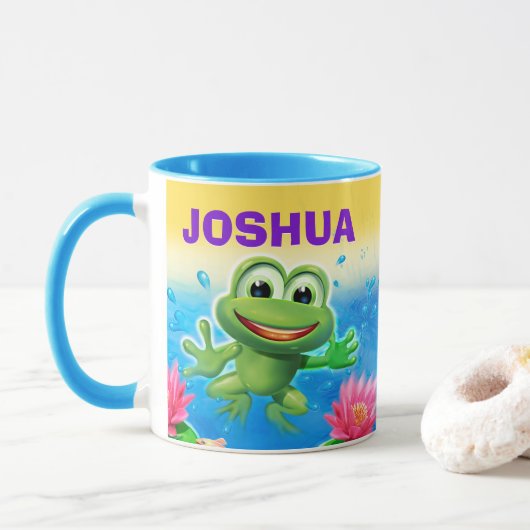 Leaping frog party aangepaste NAAM combo mok (Met donut)