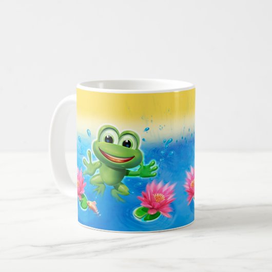 Leaping Frog Party keramische mok cadeau (Voorkant links)