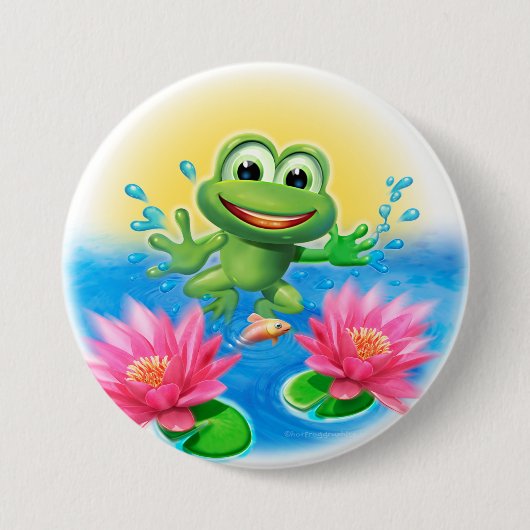 Leaping frog verjaardagsbadge ronde button 7,6 cm (Voorkant)
