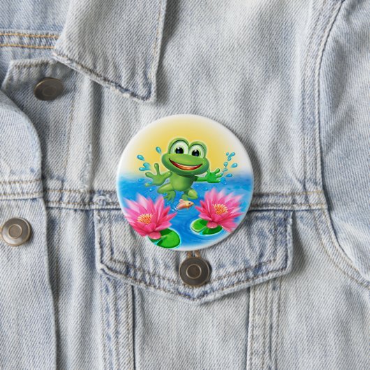 Leaping frog verjaardagsbadge ronde button 7,6 cm (In situ)