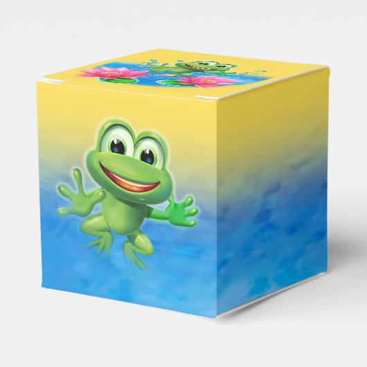 Leaping Frog verjaardagsfeestje taart en gunstboxe Bedankdoosjes (Voorkant Zijde)