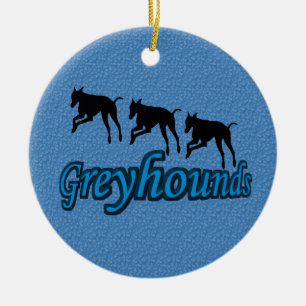 Leaping Greyhound Silhouettes Dog Ornament