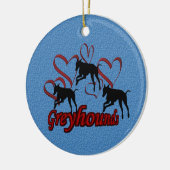 Leaping Greyhounds Hearts Dog Ornament (Links)