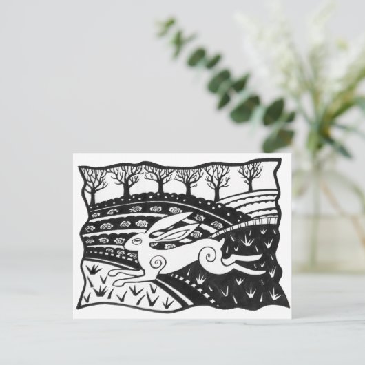 Leaping Hare Briefkaart (Staand voorkant)