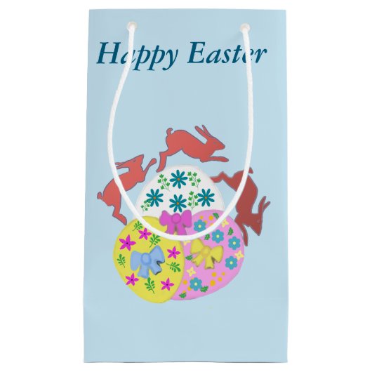 Leaping Hares editable Easter Klein Cadeauzakje (Voorkant)