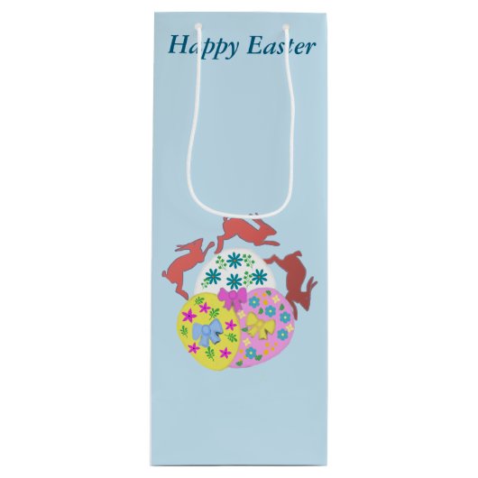 Leaping Hares editable Easter Wijn Cadeautas (Voorkant)