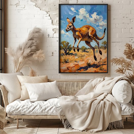 Leaping Kangaroo Painting Poster