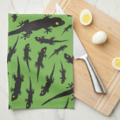 Leaping Lizard Reptile Bright Green Gecko Theedoek (Quarter Fold)