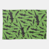 Leaping Lizard Reptile Bright Green Gecko Theedoek (Horizontaal)