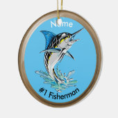 Leaping Marlin #1 Fisherman Keramisch Ornament (Links)
