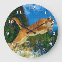 Leaping Mountain Lion Clock (Cougar)